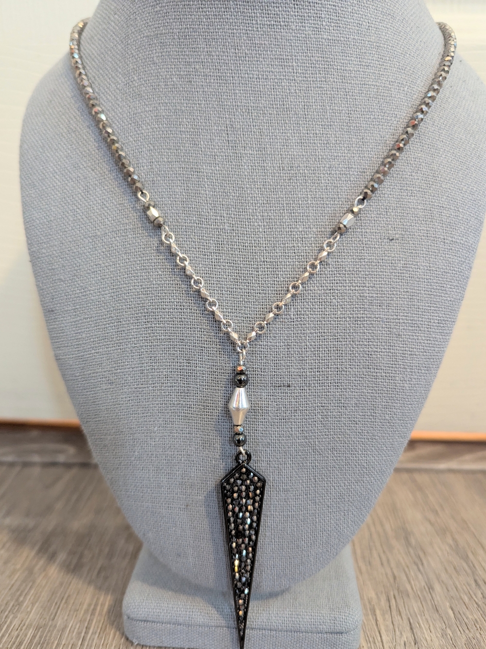 Marlyn Schiff Black Pave Spike Hematite Necklace